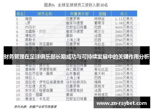 财务管理在足球俱乐部长期成功与可持续发展中的关键作用分析 财务管理在足球俱乐部长期成功与可持续发展中的关键作用分析